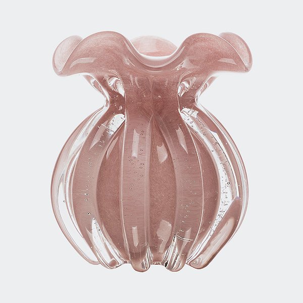 Vaso de Vidro Italy Rosa Leitoso (11cm x 13cm)