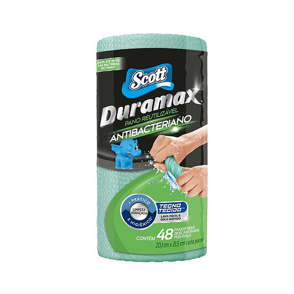 Pano Multiuso Antibacteriano 20,1x21,5 com 48 unidades Duramax