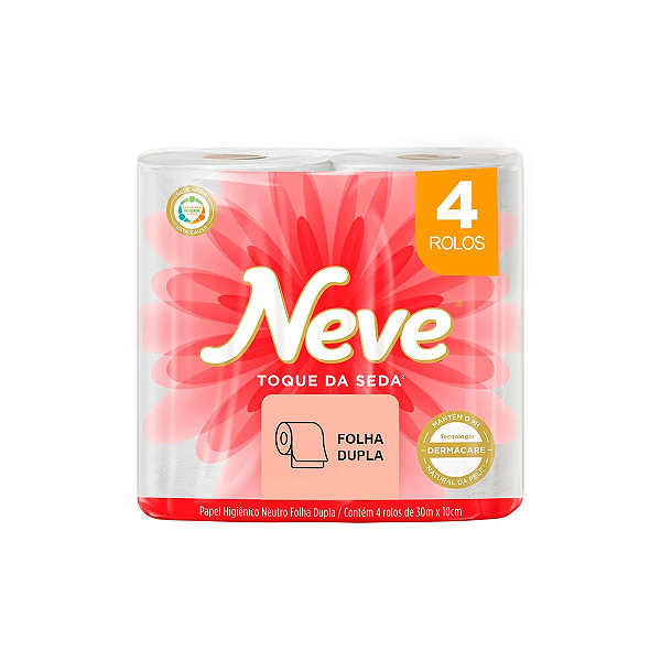 Papel Higiênico Folha Dupla 30m x 10cm Neves Neutro Toque de Seda 4 rolos