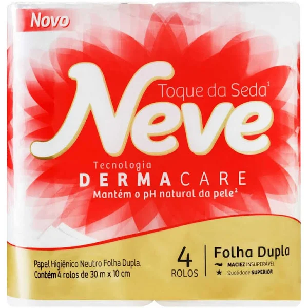 Papel Higiênico Folha Dupla 30m x 10cm Neves Neutro Toque de Seda 4 rolos