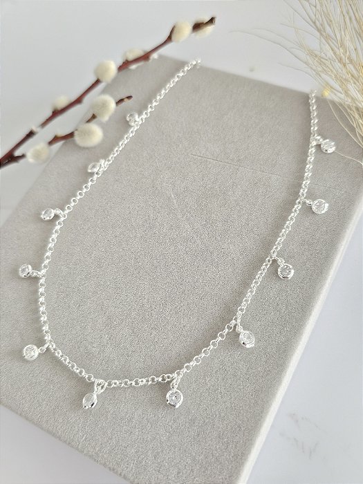 Choker com Zircônia Redonda Cristal