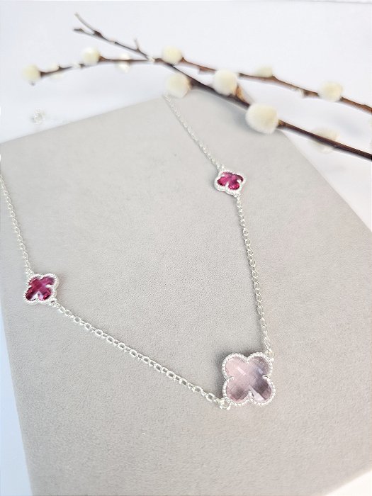 Colar 3 Trevos Rosa