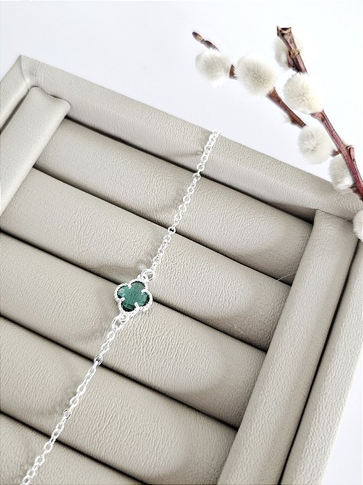 Pulseira Trevo Zircônia Verde