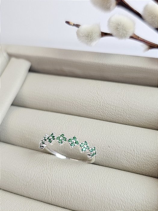 Anel Mini Trevos Verde