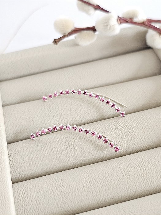Brinco Ear Cuff 15 Zircônias Pink