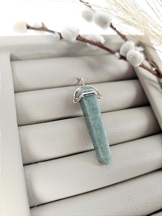 Pingente Ponta de Cristal Quartzo Verde ( pedra natural) Lapidado