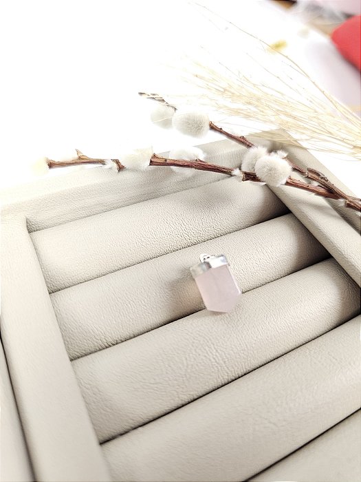 Pingente em Prata 925/ Ponta de Cristal Quartzo Rosa P