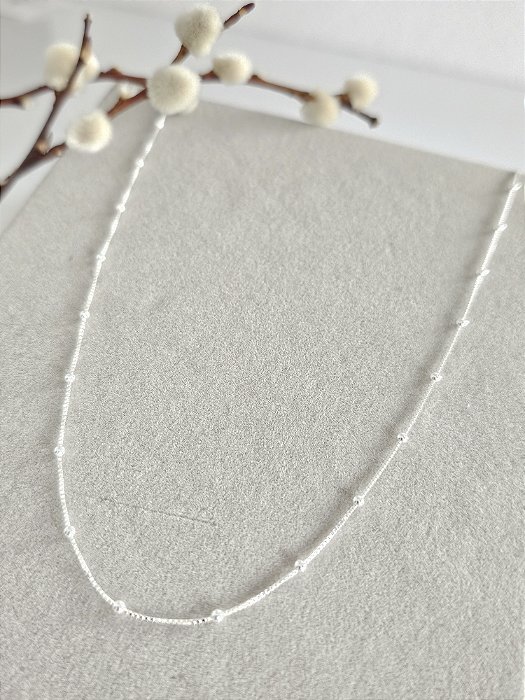 Corrente veneziana com bolinhas prata 925 de 45cm