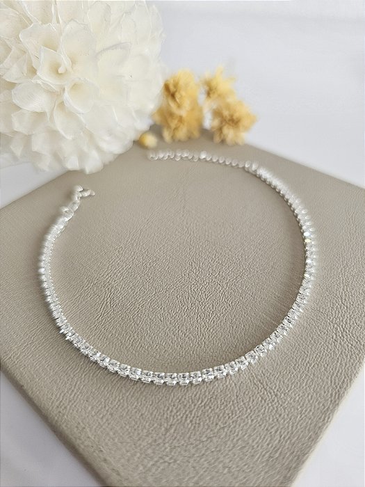 Pulseira riviera cristal ( 1,5mm) / 18cm + 4 cm extensor