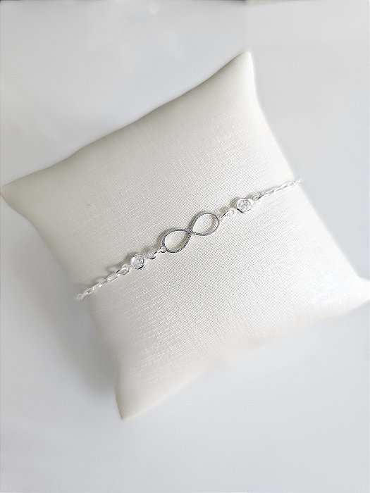 Pulseira infinito com zircônias prata 925