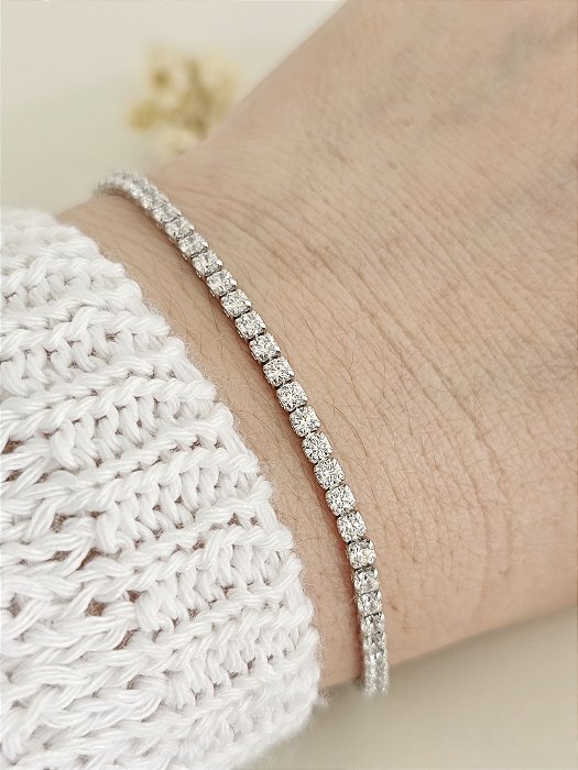 Pulseira Riviera 2,5mm/5A/16cm prata 925 e ródio