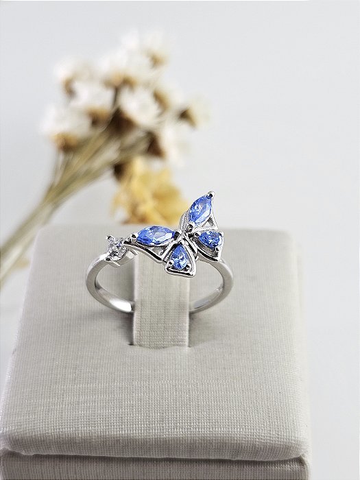 Anel sensorial giratório/ ansiedade borboleta prata 925 e ródio