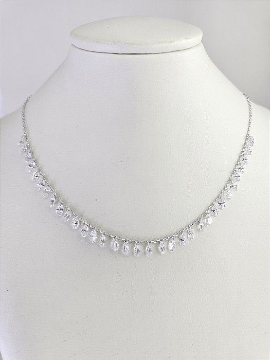 Gargantilha/ choker mini gotas em prata 925 e ródio