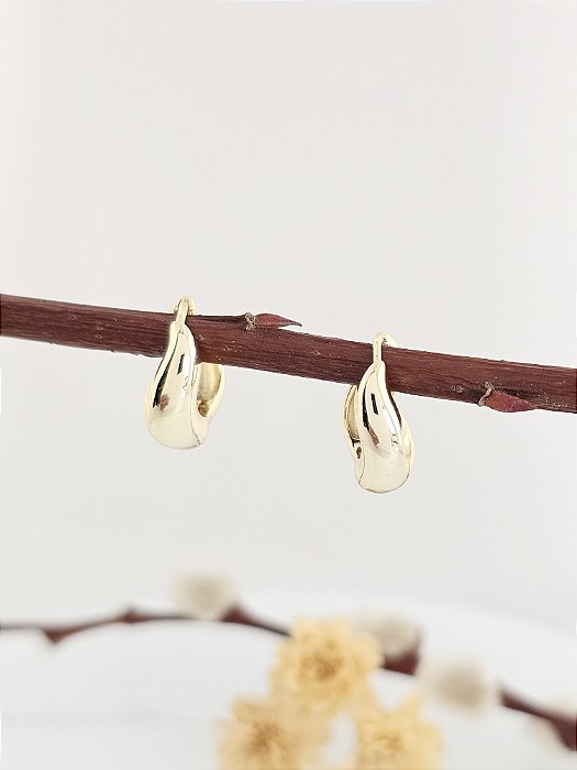 Brinco argola Ondulada 10mm prata 925 banhado a Ouro Amarelo 18K