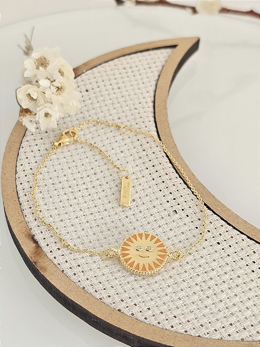 Pulseira happy dupla face prata 925 banhado a ouro amarelo 18k