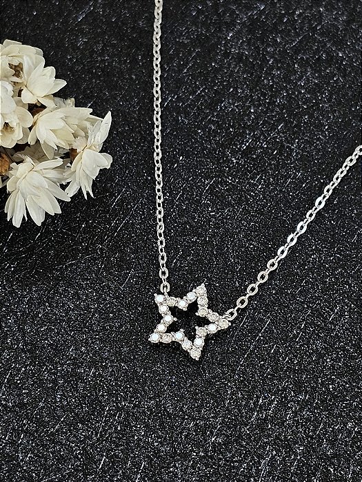 Colar Estrela Moissanite prata 925 com ródio