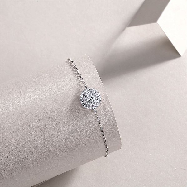 Pulseira ponto de luz Moissanite cravejado prata 925 com banho de ródio