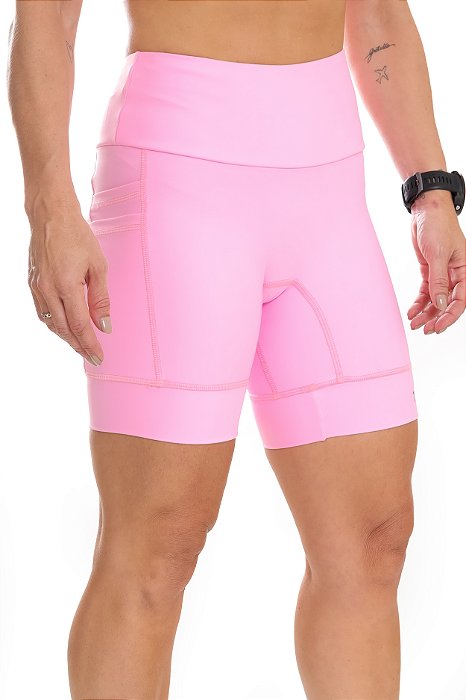 Bermuda Feminina Compress Multi Bolsos Rosa Chiclete