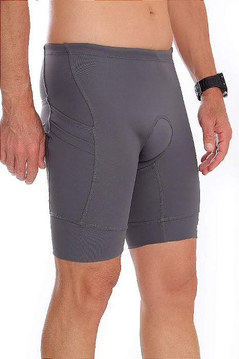 Bermuda Masculina Multi Bolsos Compress Cinza