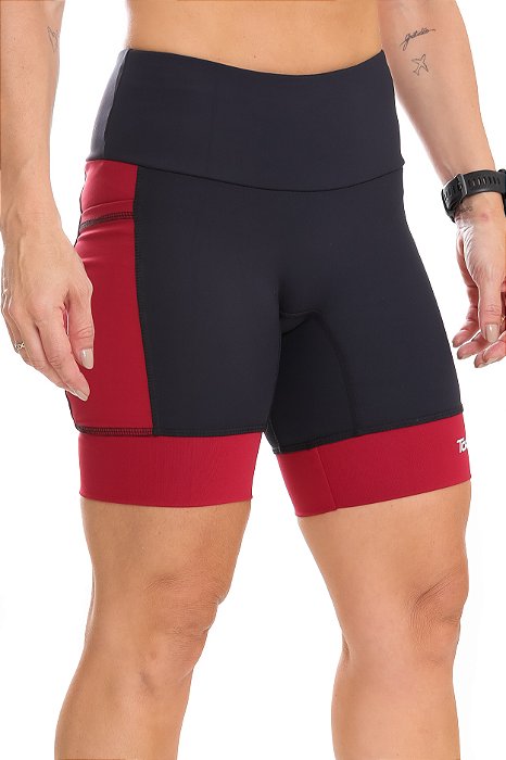 Bermuda Feminina Compress Max PRETO com VINHO
