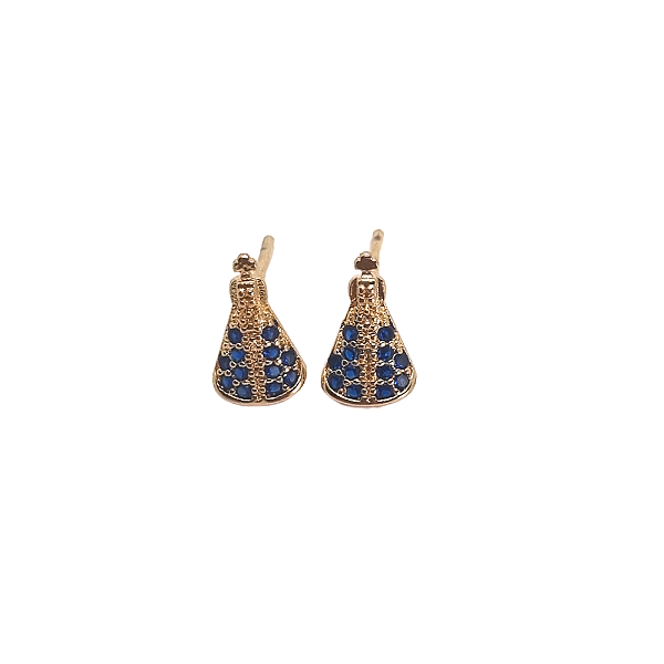 Brinco Semijoia Hipoalergênico Happy Lyfe Cristais Azul no Dourado