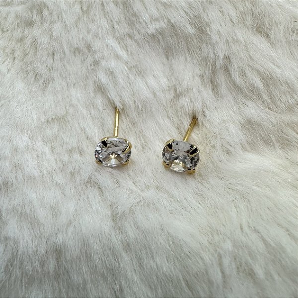 Brinco Semijoia Hipoalergênico Ponto de Luz Happy Lyfe  Médio Zirconia no Dourado