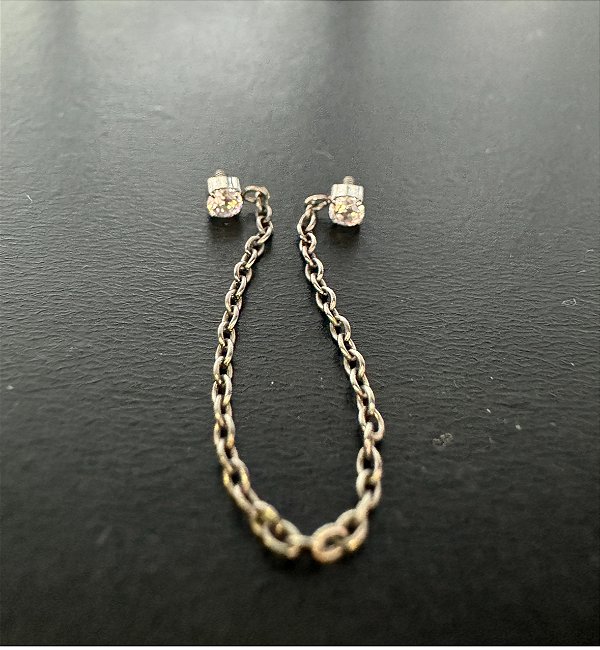 P0696 CORRENTE TITANIO PINGENTE DUAS ZIRCONIA 1.2