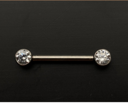 P0663 MAMILO TITANIO PUSH PIN ZIRCONIA SOLITARIA CRISTAL 14MM 1.6