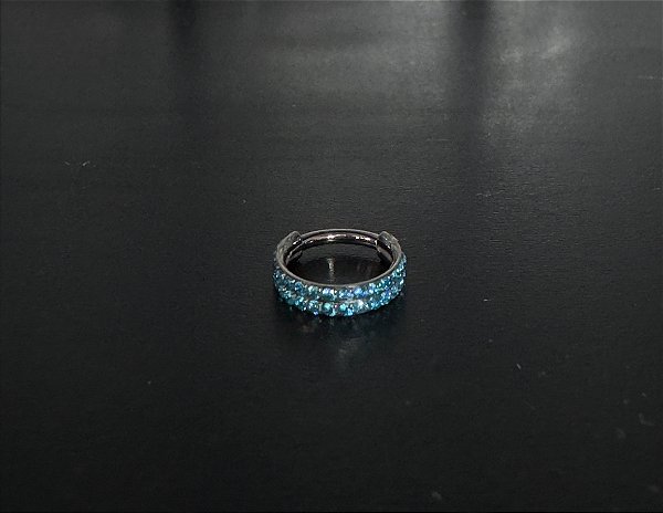 P0652 SEGMENTO TITANIO CRAVEJADO DUPLO AZUL  1.2 8MM