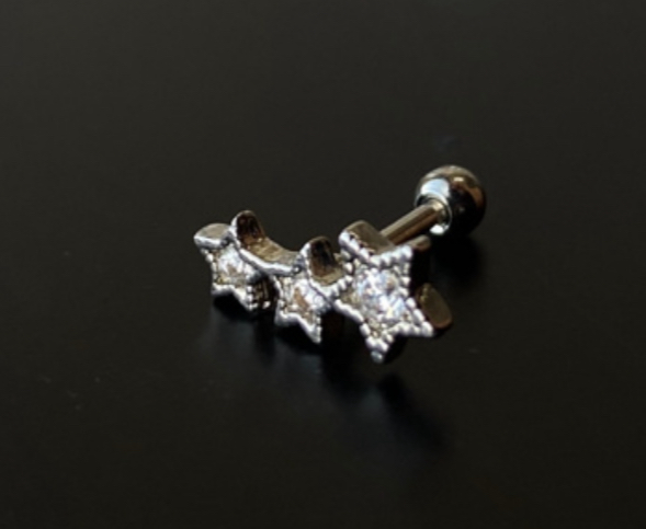 P0640 MICROBELL RODIO RETO 3 ESTRELAS COM ZIRCONIA 6MM 1.2