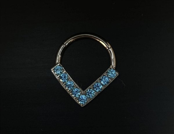 P0599 SEGMENTO TITANIO  ARTICULADO V CRAVEJADA ZIRCONIA  LARANJA/AZUL