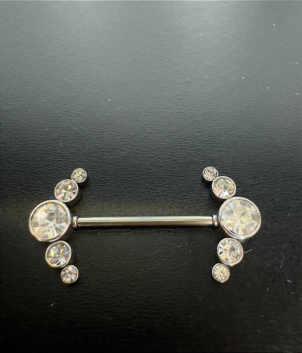 P0573 MAMILO AÇO PEDRAS ZIRCONIA EM V ROSCA INTERNA