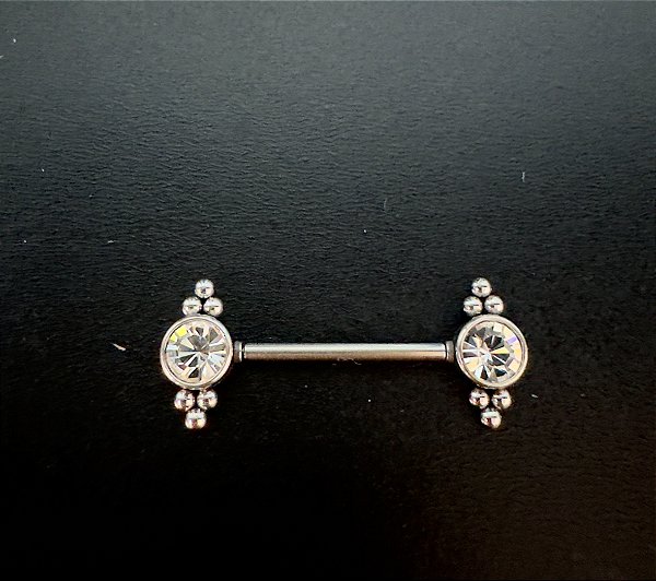 P0566 MAMILO AÇO STRASS COLADO C/ ESFRAS PUSH PIN
