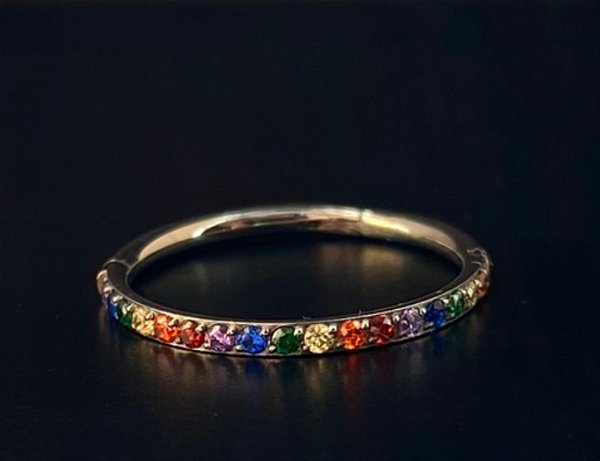 P0513 SEGMENTO TITANIO CRAVEJADO RAIBOW 12MM /COR 1