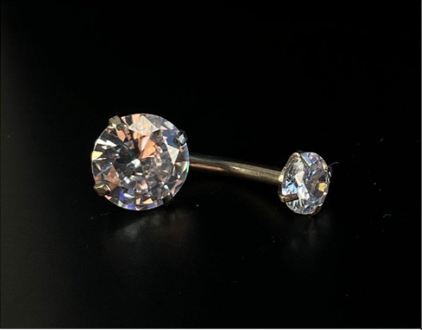 P0461 BANANA UMBIGO AÇO PEDRA ZIRCONIA REDONDA 5X 8MM