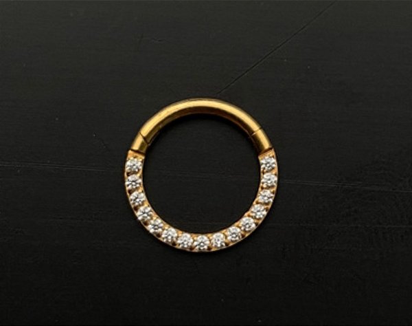 P0454 SEGMENTO PVD GOLD FRONTAL CRAVEJA CRISTAL 8MM