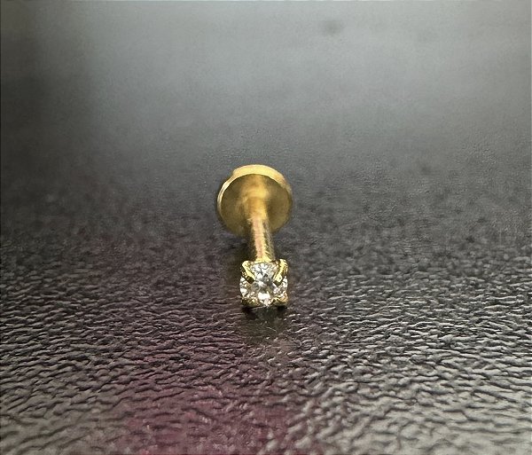 P0316 LABRET AÇO PVD GOLD 8 MM 1.2 PEDRA 2.5 MM