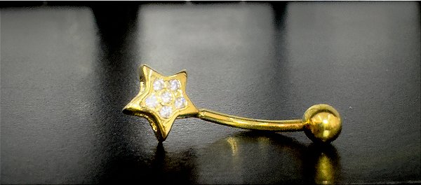 P0301 BANANA RÓDIO DOURADO FIXO ESTRELA 6 PEDRAS