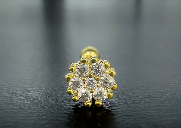 P0256 MICROBELL RÓDIO RETO  DOURADO CIRCULO CRAVEJADO 1.2 8MM