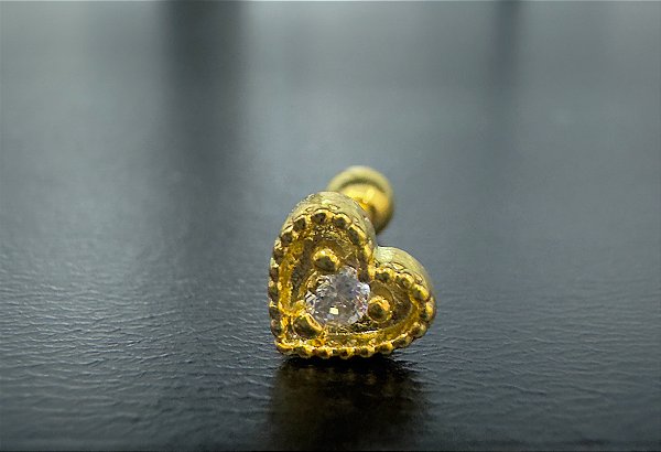 P0254 MICROBELL RÓDIO RETO DOURADO CORAÇÃO PONTO DE LUZ 1.2 8MM