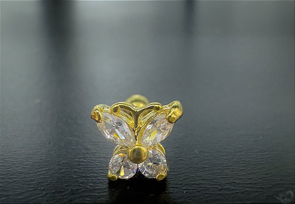 P0251 MICROBELL RODIO RETO 1.2 8MM   BORBOLETA DOURADO