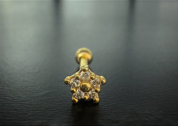 P0248 MICROBELL RODIO RETO DOURADO ESTRELA  CRAVEJADA  1.2 6MM