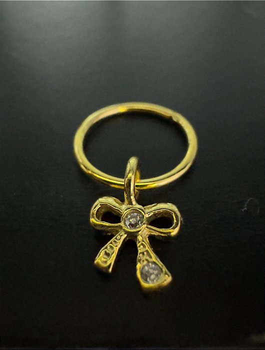 P0247 ARGOLA RÓDIO DOURADO PINGENTE LAÇO 8MM