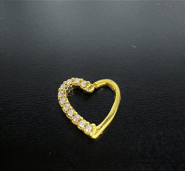 P0226 UMBIGO ZIRCONIA FLAT AÇO PVD GOLD CRISTAL 10MM