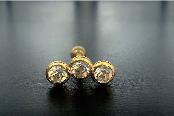 P0187 UMBIGO ZIRCÔNIA FLAT AÇO PVD GOLD ROSA 10MM