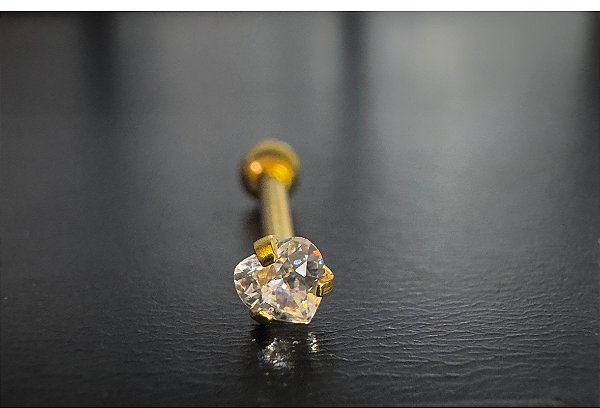 P0132 MICROBELL RETO PVD DOURADO ZIRCONIA CORAÇÃO 3MM 1.2