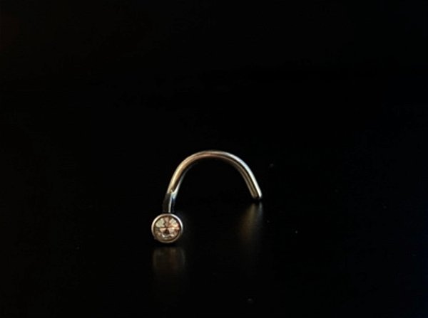 P0096 NOSTRIL AÇO 0.7MM  PEDRA CRISTAL  2mm