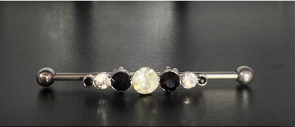P0020 TRANSVERSAL AÇO COM ZIRCONIAS PRETO/CRISTAL