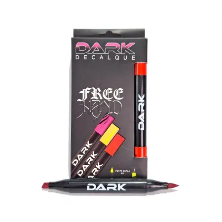 CANETA DARK PONTA DUPLA VERMELHA (UND)