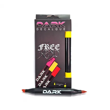 CANETA DARK PONTA DUPLA AMARELA  (UND)